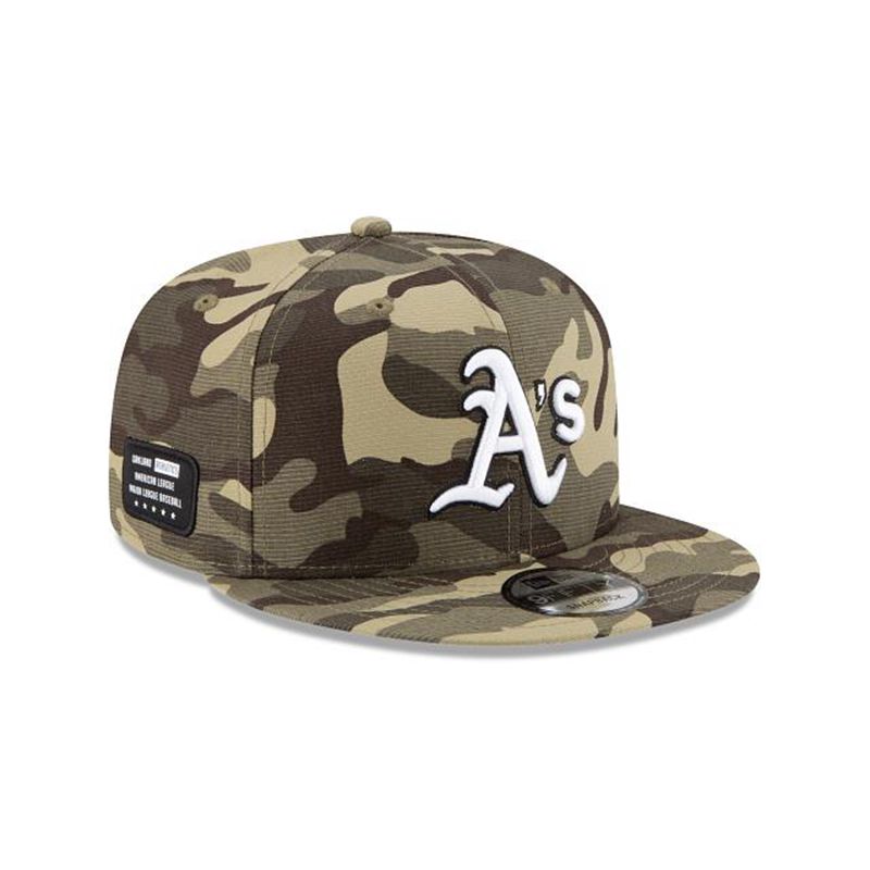 MLB Oakland Athletics Armed Forces Weekend 9Fifty Snapback (FLD1920) - Green New Era Caps